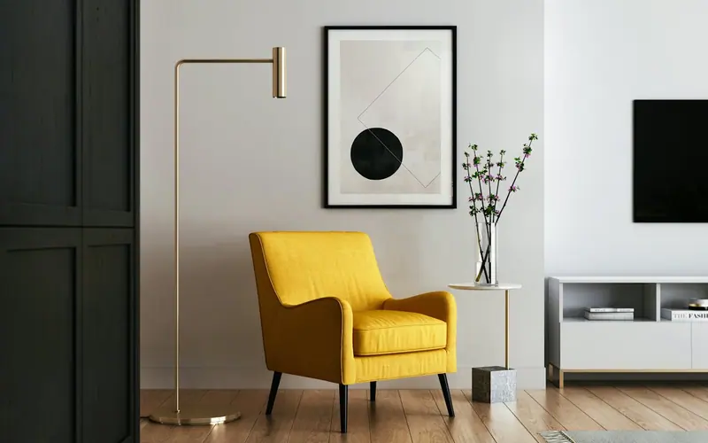 Interior with a designer armchair