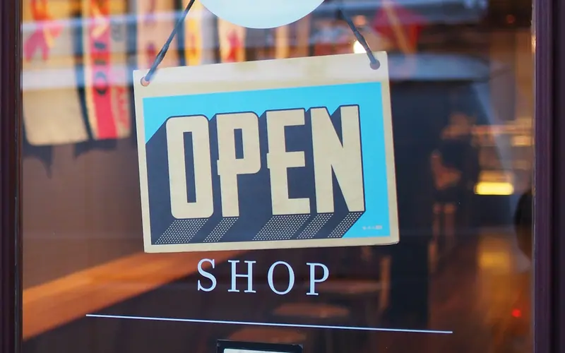 Open sign in a shop window